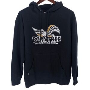 Loser Machine Born Free Motorcycle Show Black Graphic Hoodie‎ Sweatshirt Mens M